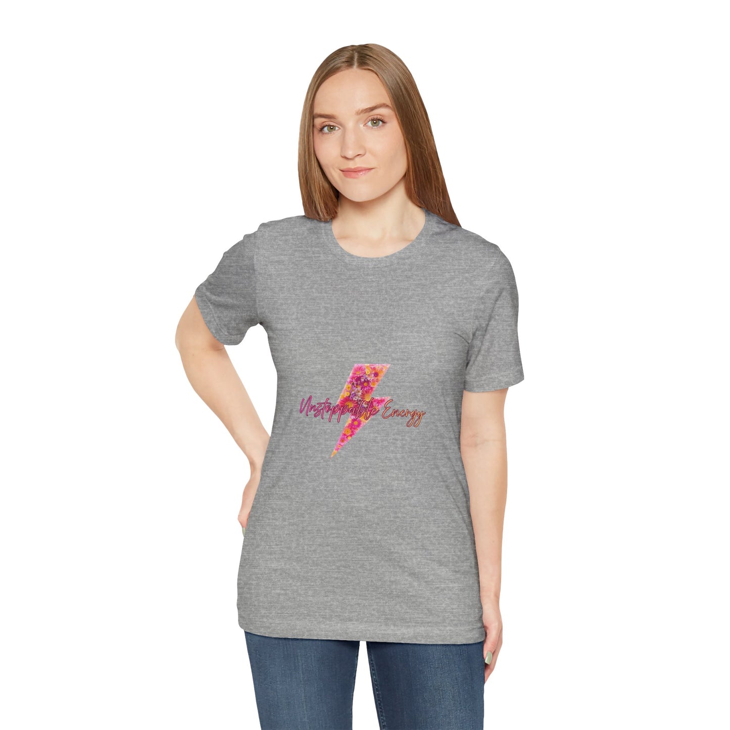 Vintage Floral Lightning Tee — "Unstoppable Energy" Graphic T-Shirt