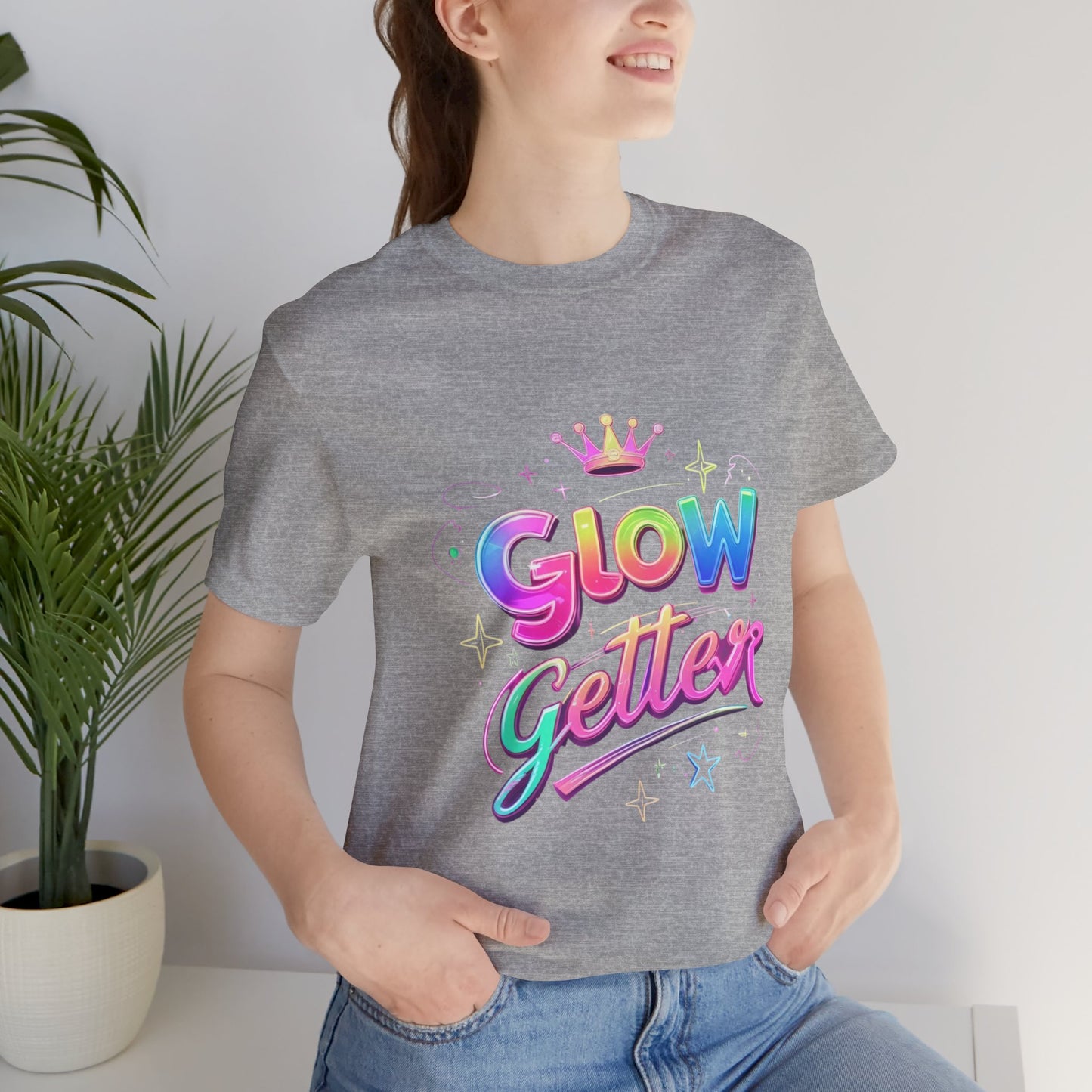 Glow Getter T‑Shirt — Colorful Motivational Tee with Crown