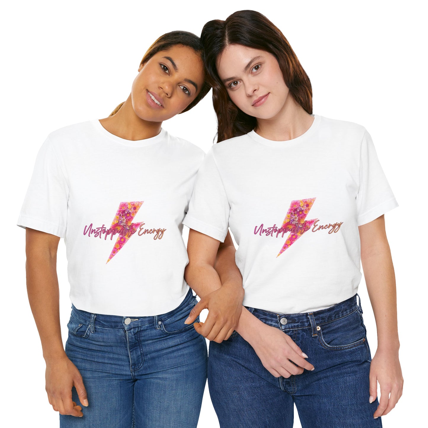 Vintage Floral Lightning Tee — "Unstoppable Energy" Graphic T-Shirt