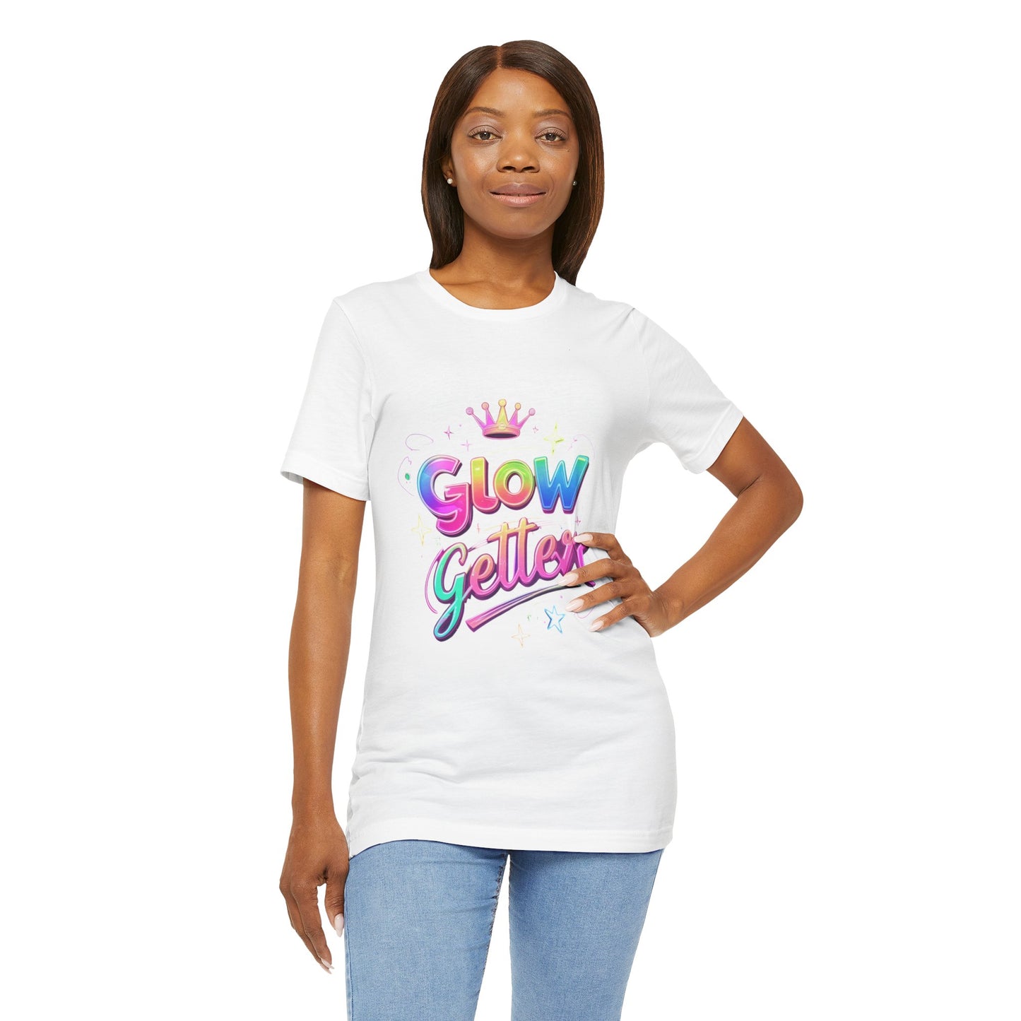 Glow Getter T‑Shirt — Colorful Motivational Tee with Crown