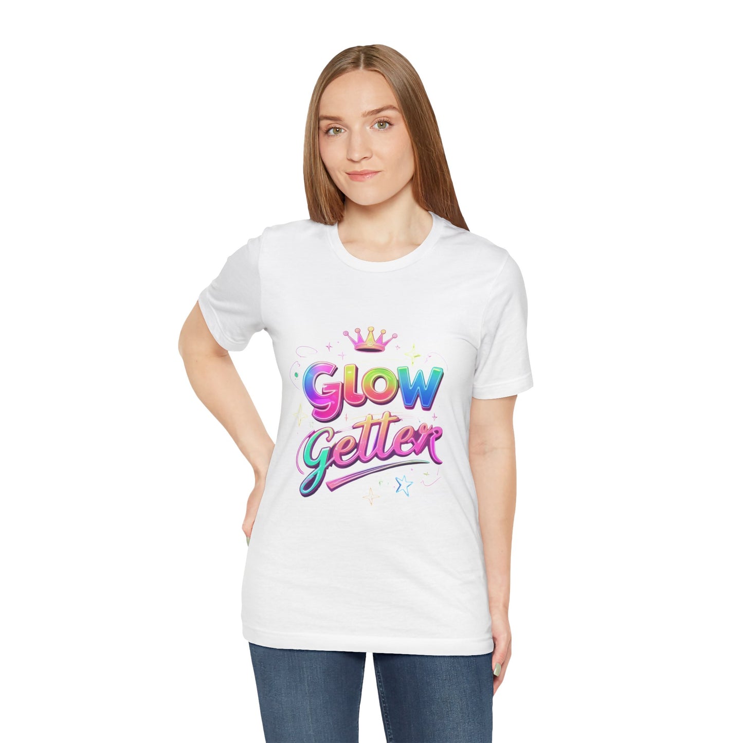 Glow Getter T‑Shirt — Colorful Motivational Tee with Crown