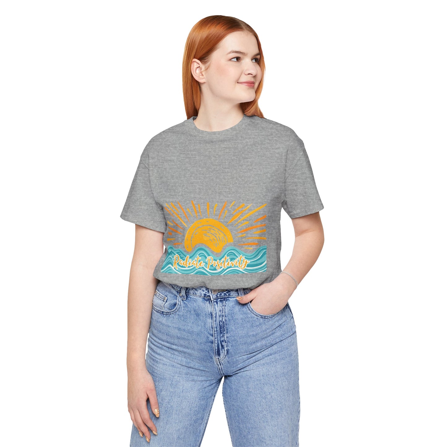 Sunrise Beach Vibes T-Shirt — 'Radiate Positivity' Graphic Tee
