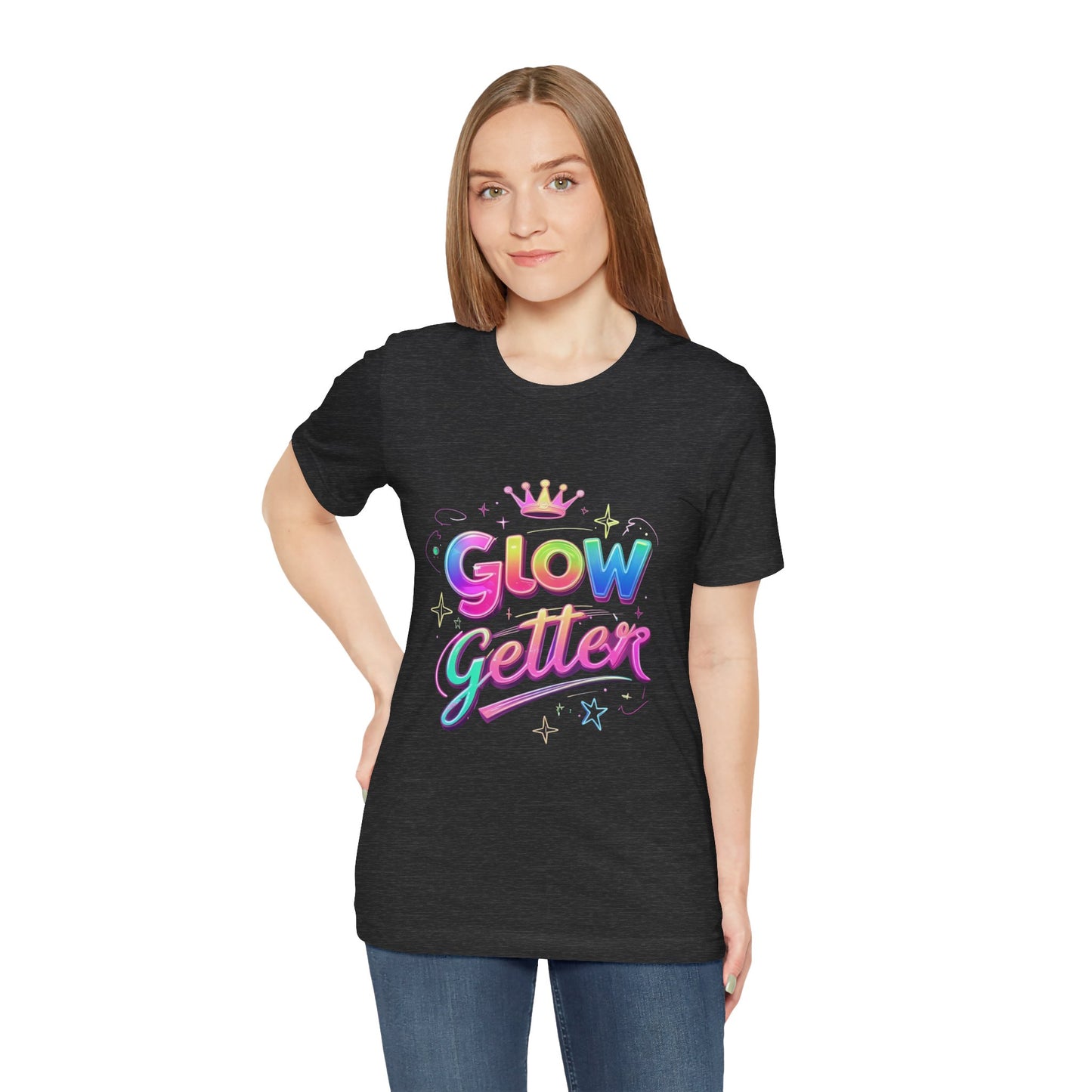 Glow Getter T‑Shirt — Colorful Motivational Tee with Crown