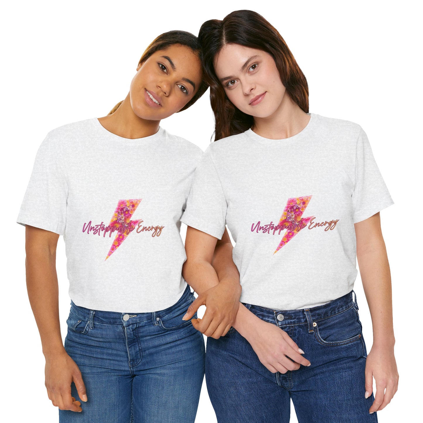 Vintage Floral Lightning Tee — "Unstoppable Energy" Graphic T-Shirt