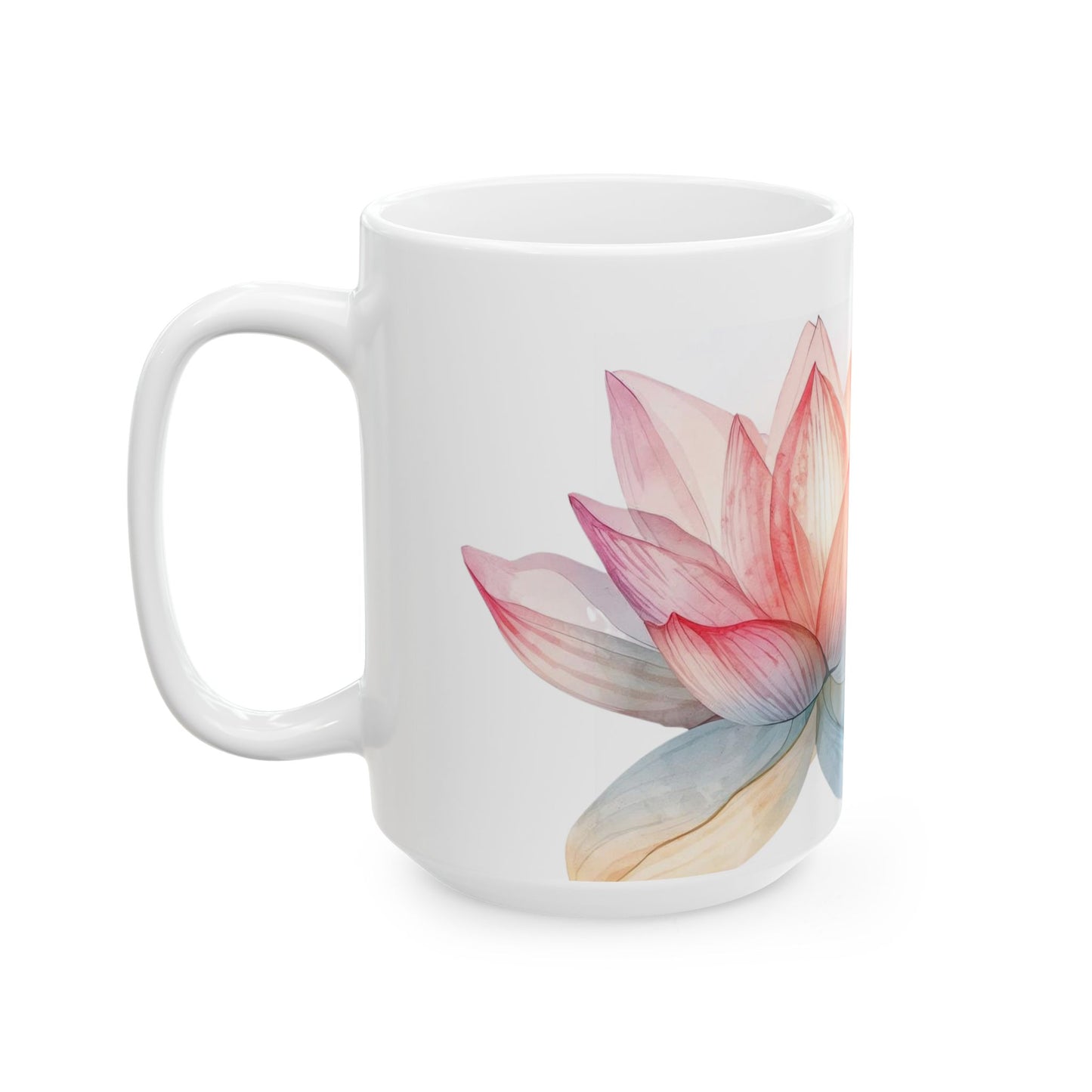 Bloom Where You're Planted - Watercolor Lotus Ceramic Mug, Lotus Floral Ceramic Mug - Inspirational Coffee Cup (11oz, 15oz)