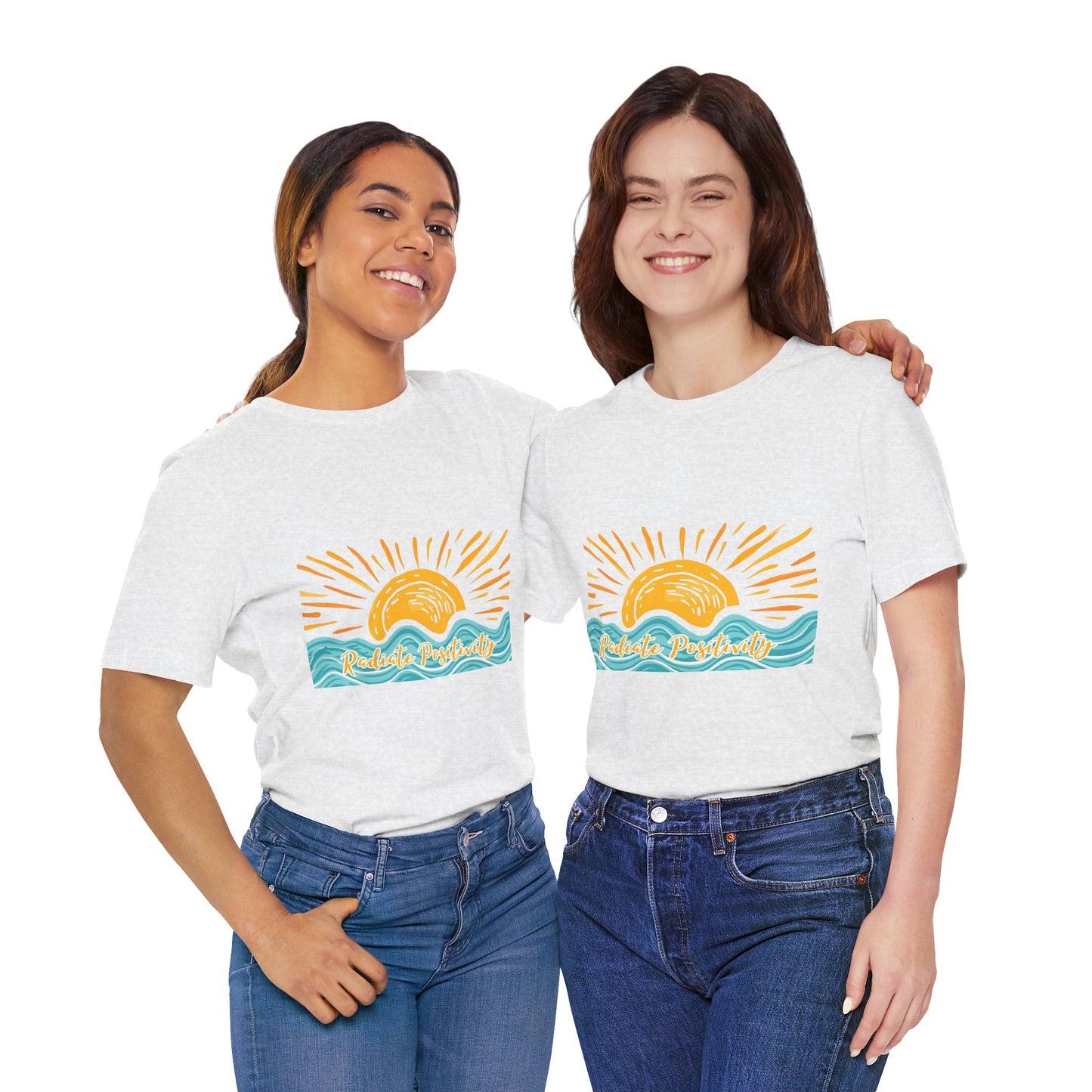 Sunrise Beach Vibes T-Shirt — 'Radiate Positivity' Graphic Tee