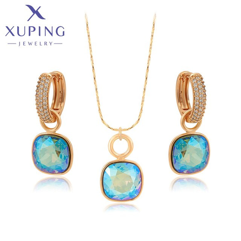 Elegant Charm Earrings and Necklace Crystal Jewelry Set for Women Girl Party Birthday Gift 60206