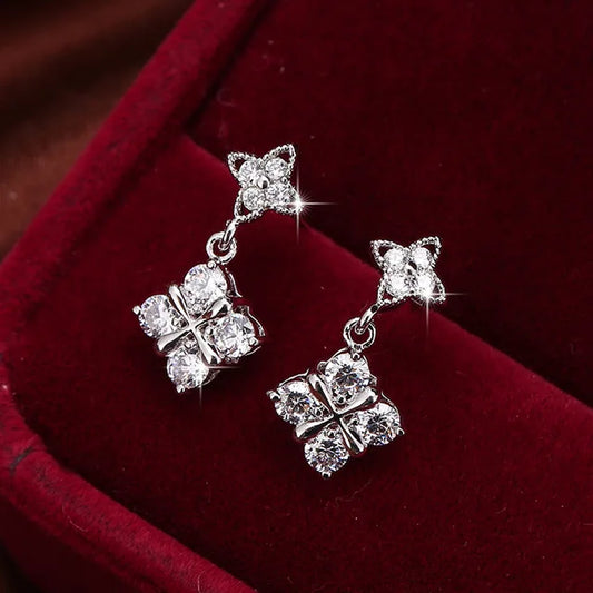 Elegant South Korea-Inspired Geometry Square Zircon Earrings for Women - Perfect for Street Photo Shoots!