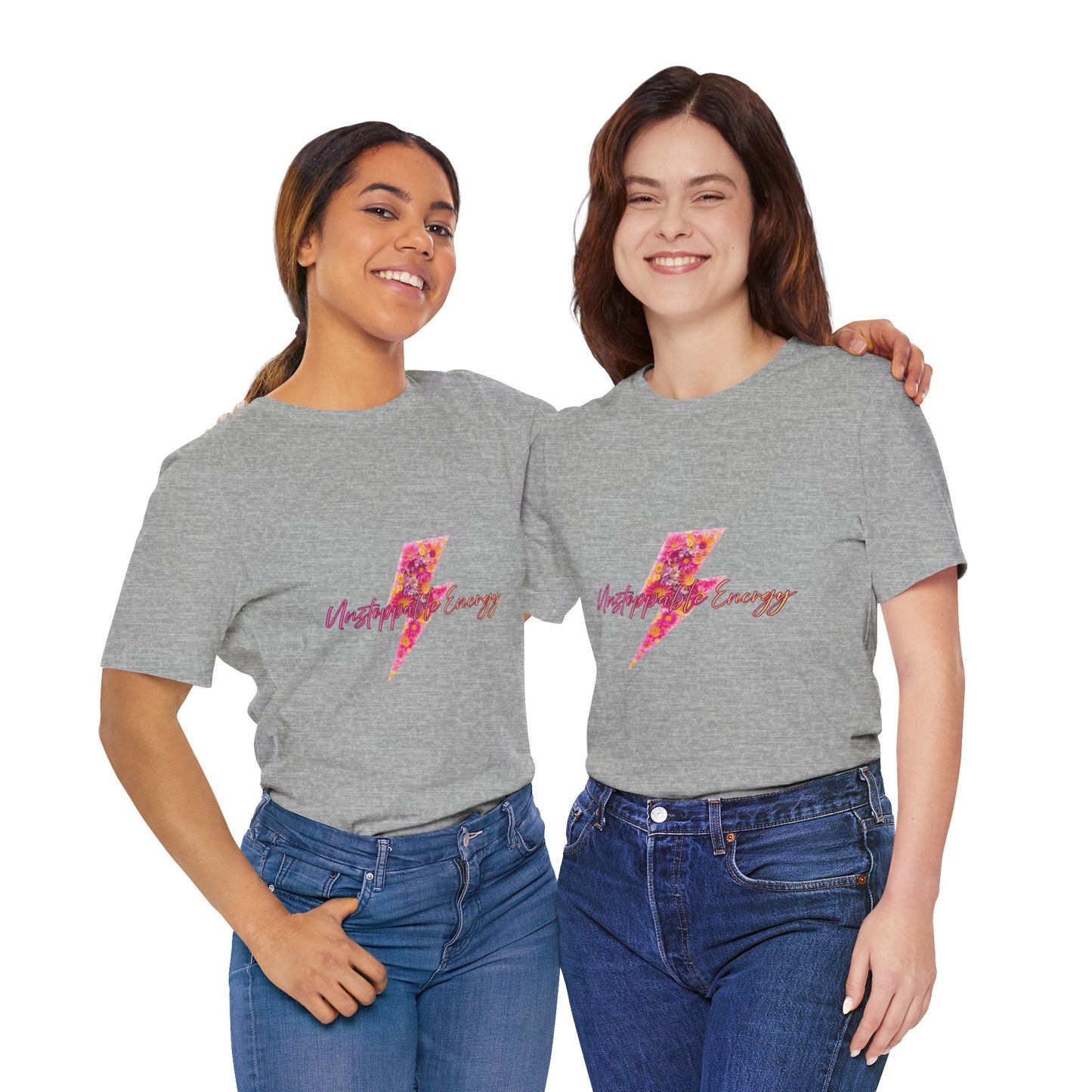 Vintage Floral Lightning Tee — "Unstoppable Energy" Graphic T-Shirt