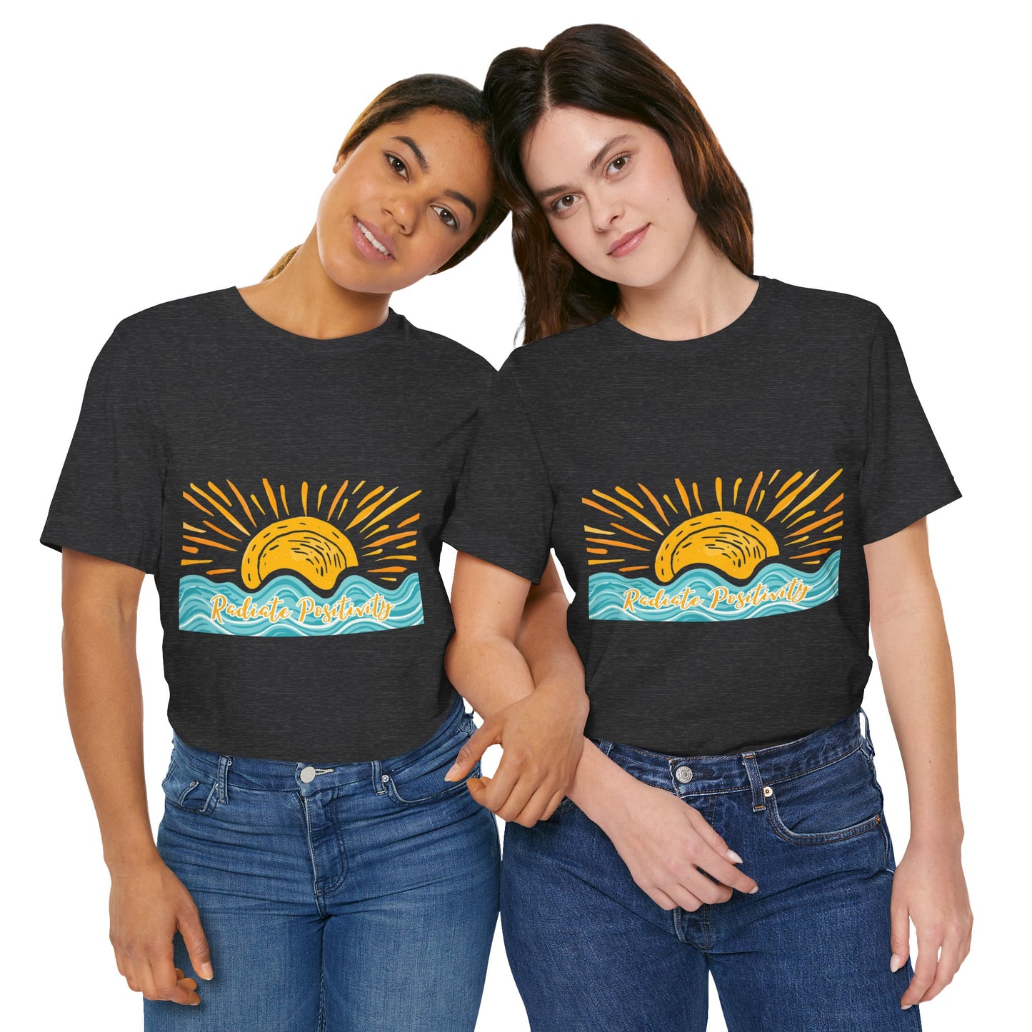 Sunrise Beach Vibes T-Shirt — 'Radiate Positivity' Graphic Tee