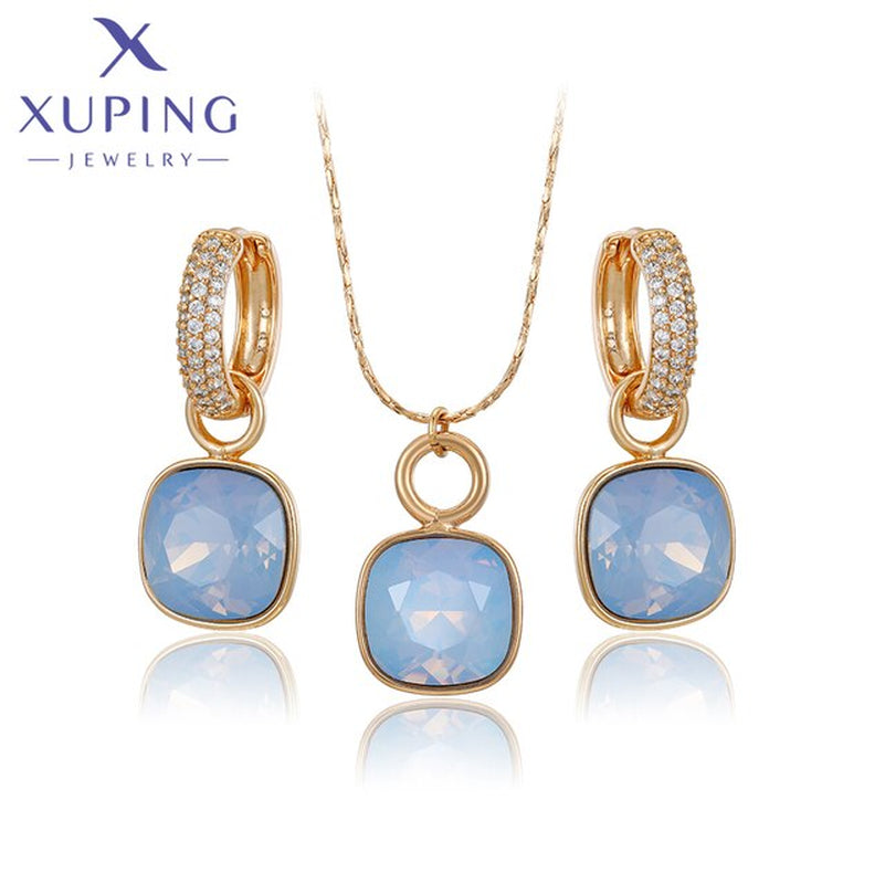 Elegant Charm Earrings and Necklace Crystal Jewelry Set for Women Girl Party Birthday Gift 60206