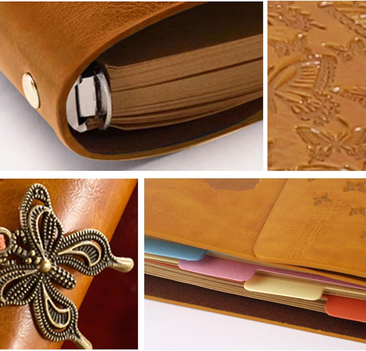 Lined Writing Journal, Refillable Leather Notebook (Value Pack), Women's Notebook, Journals, A6 (7×5Inch) Travel Diary, Best Gift for Teens Girls and Boys (Golden,Lined Journals)