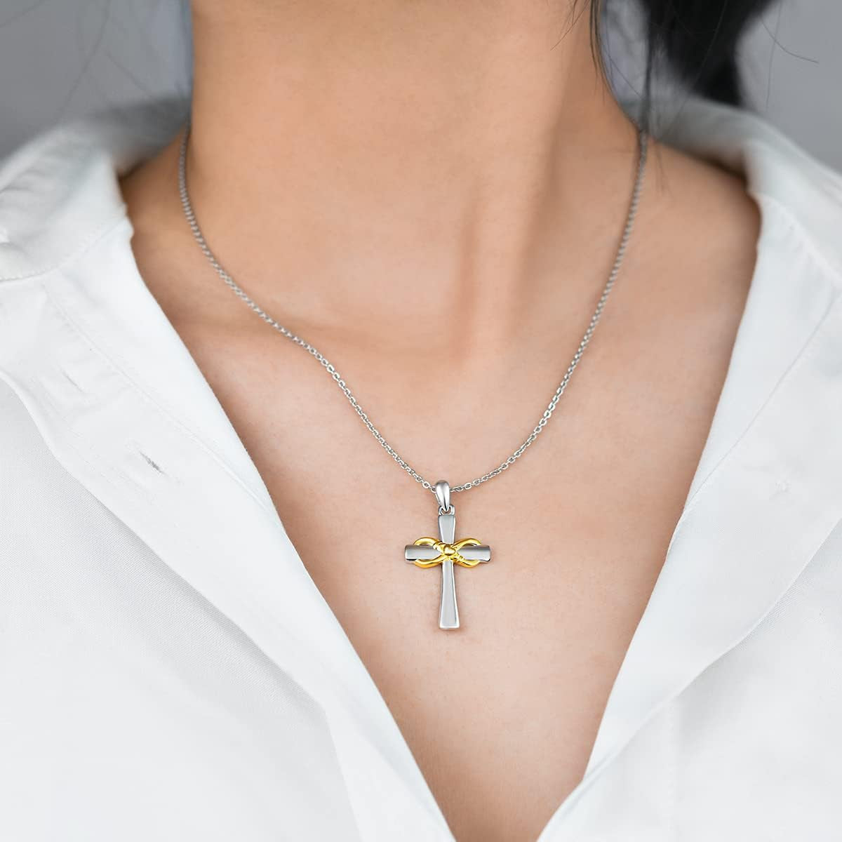 S925 Sterling Silver Sunflower Cross Necklaces for Women Sunshine Faith Cross Pendant Necklace Religious Baptism Anniversary Birthday Cross Floral Jewelry Gift