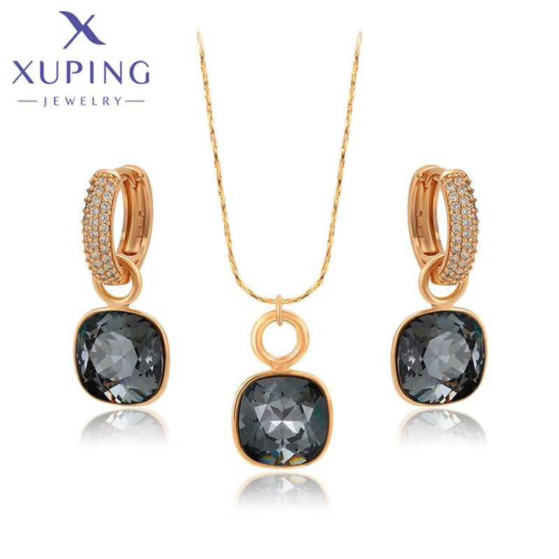 Elegant Charm Earrings and Necklace Crystal Jewelry Set for Women Girl Party Birthday Gift 60206