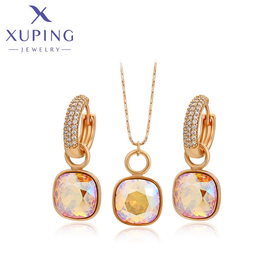 Elegant Charm Earrings and Necklace Crystal Jewelry Set for Women Girl Party Birthday Gift 60206