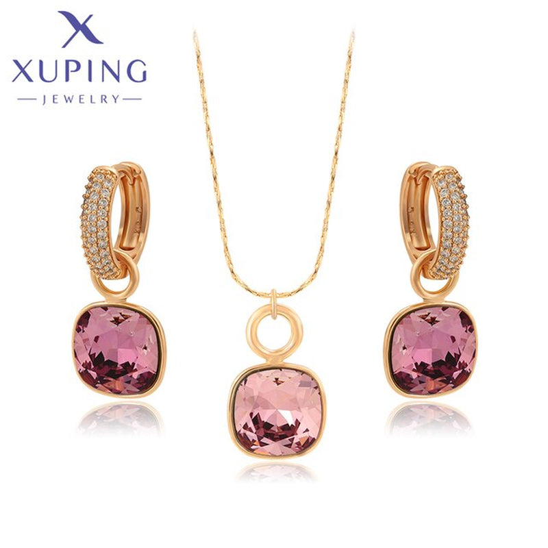 Elegant Charm Earrings and Necklace Crystal Jewelry Set for Women Girl Party Birthday Gift 60206