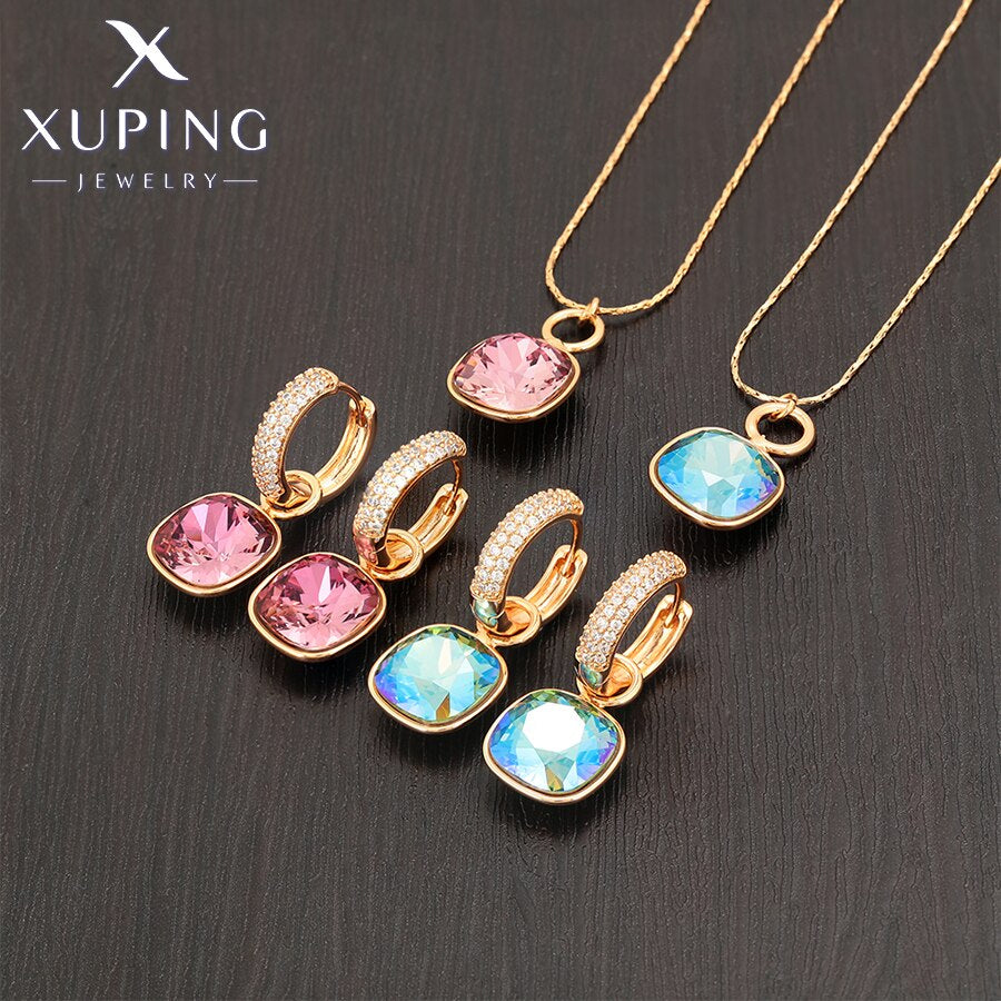 Elegant Charm Earrings and Necklace Crystal Jewelry Set for Women Girl Party Birthday Gift 60206