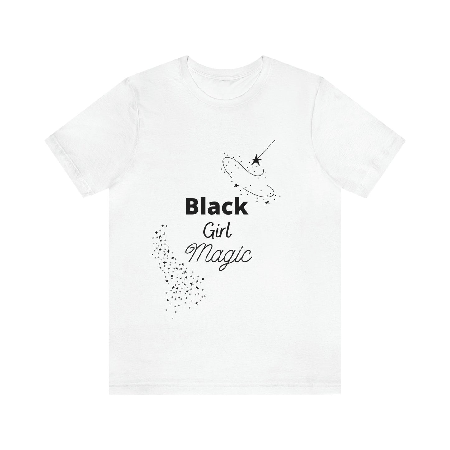 Black Girl Magic Short Sleeve Women's Tee with Magic Wand Design - Stylish Women's Empowerment Tee
