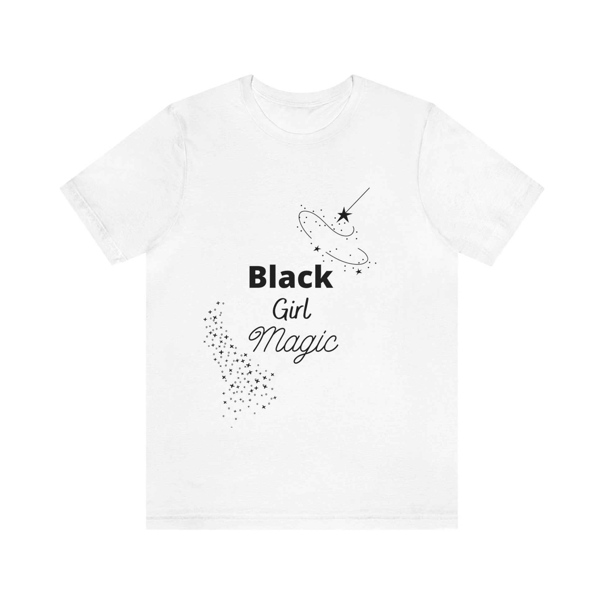 Black Girl Magic Short Sleeve Women's Tee with Magic Wand Design - Stylish Women's Empowerment Tee