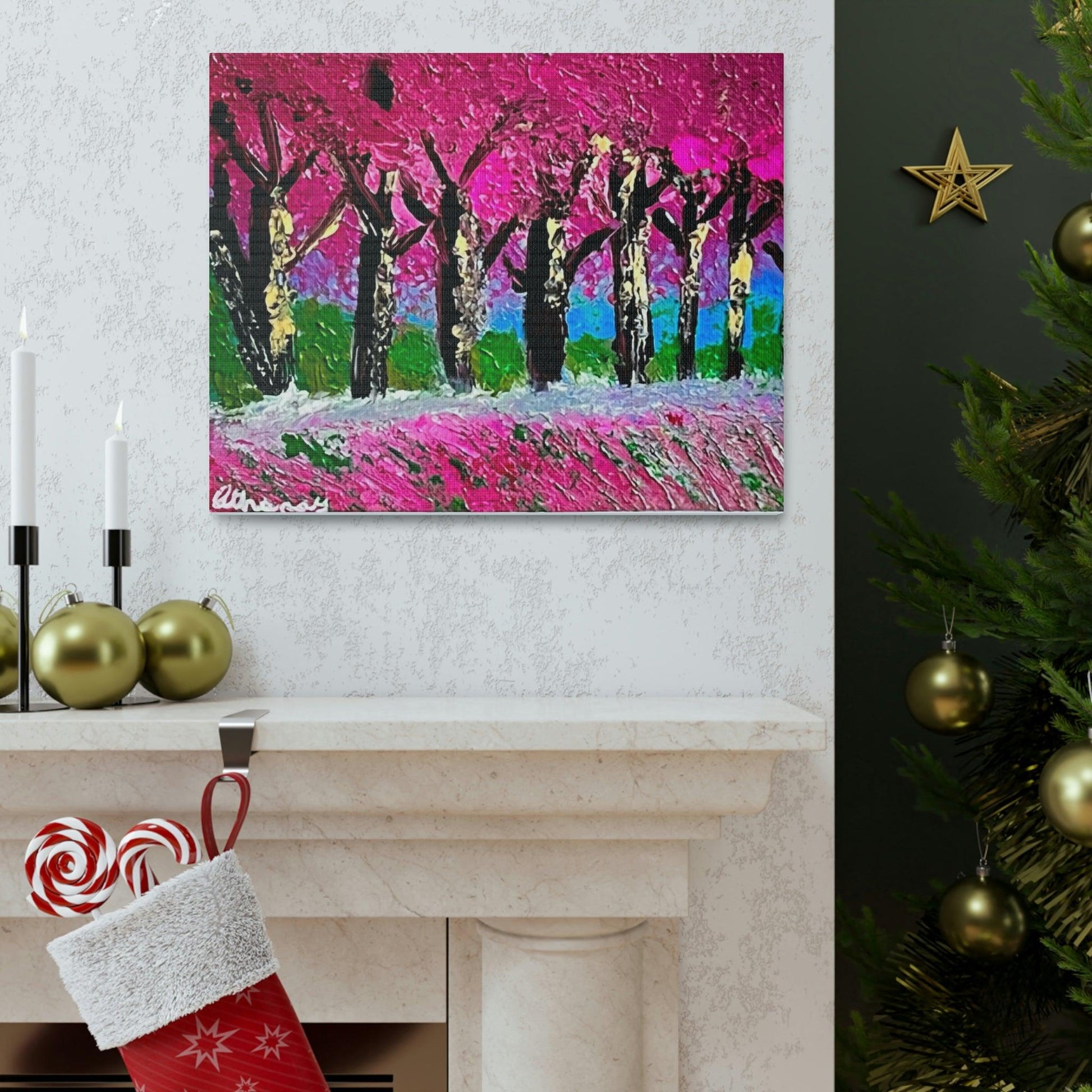 Pink Trees - Professional Art Print of Original Acrylic Painting by artist Athanay Edward - 1012Expressions
