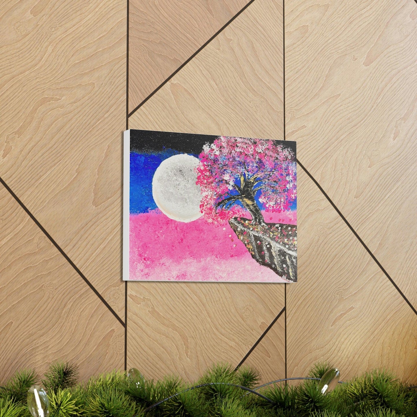 Talking to the Moon - Professional Art Print of Original Acrylic Waterfall Painting by Athanay Edward