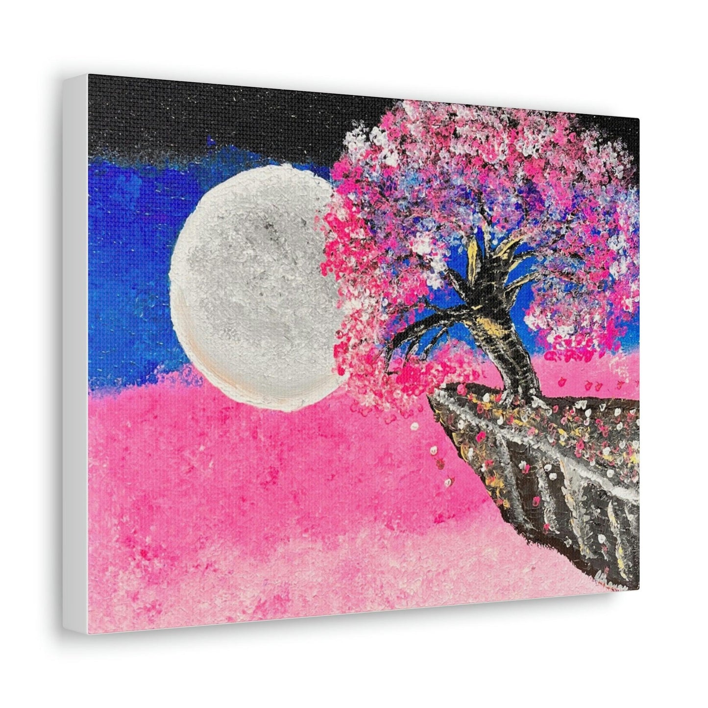Talking to the Moon - Professional Art Print of Original Acrylic Waterfall Painting by Athanay Edward