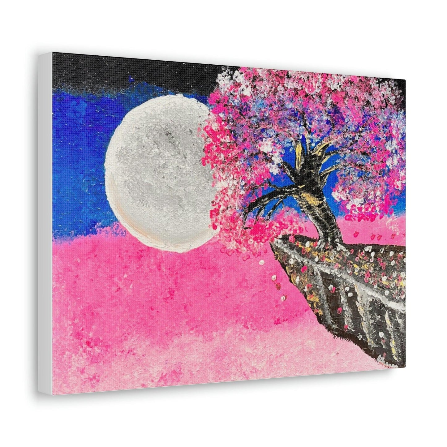 Talking to the Moon - Professional Art Print of Original Acrylic Waterfall Painting by Athanay Edward