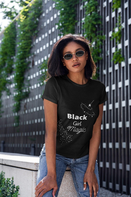 Black Girl Magic Empowering Short Sleeve Tee with Wand - Unleash Your Power in Style