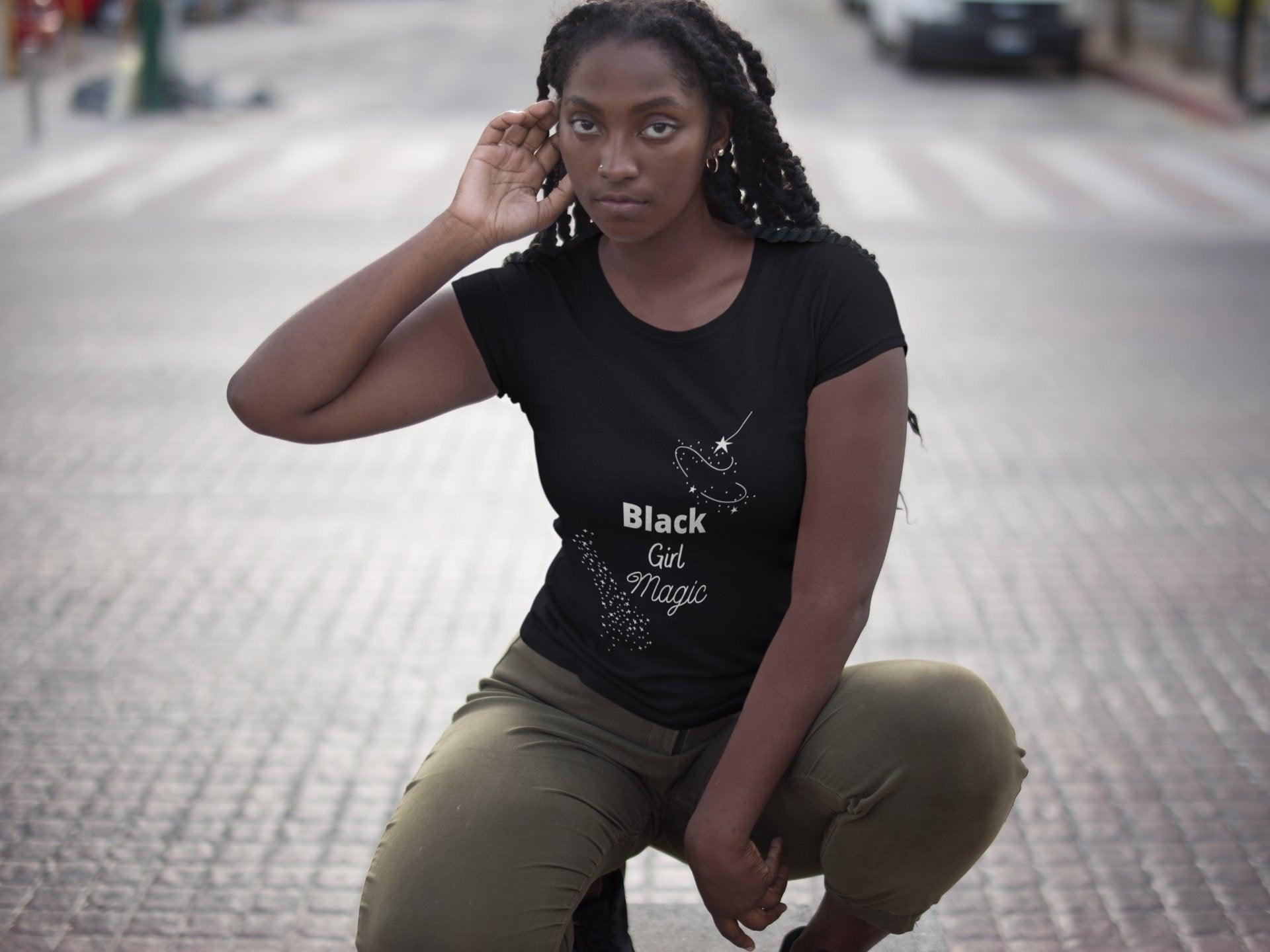 Black Girl Magic Empowering Short Sleeve Tee with Wand - Unleash Your Inner Power!