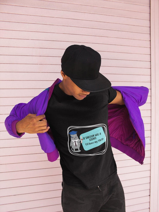 Funny Sarcastic Unisex Black Tee with Unique Typography Design