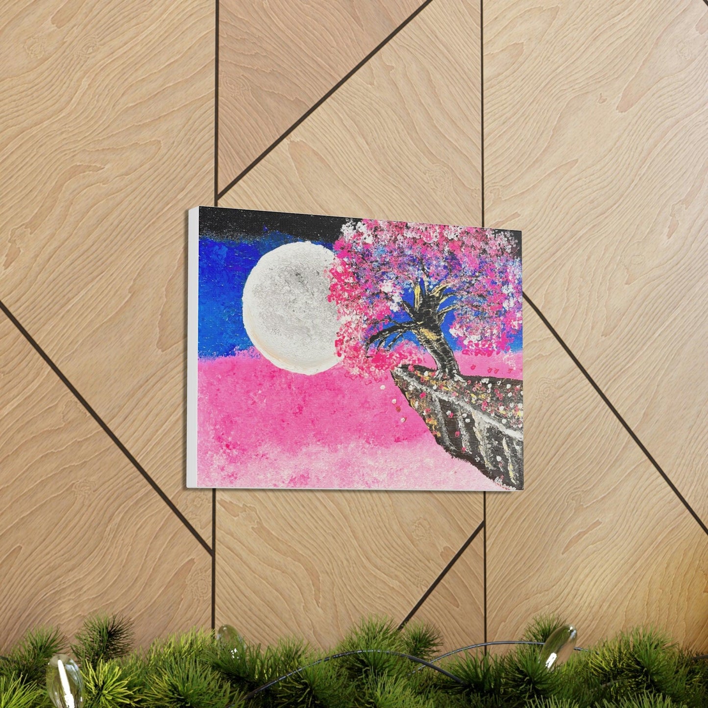 Talking to the Moon - Professional Art Print of Original Acrylic Waterfall Painting by Athanay Edward