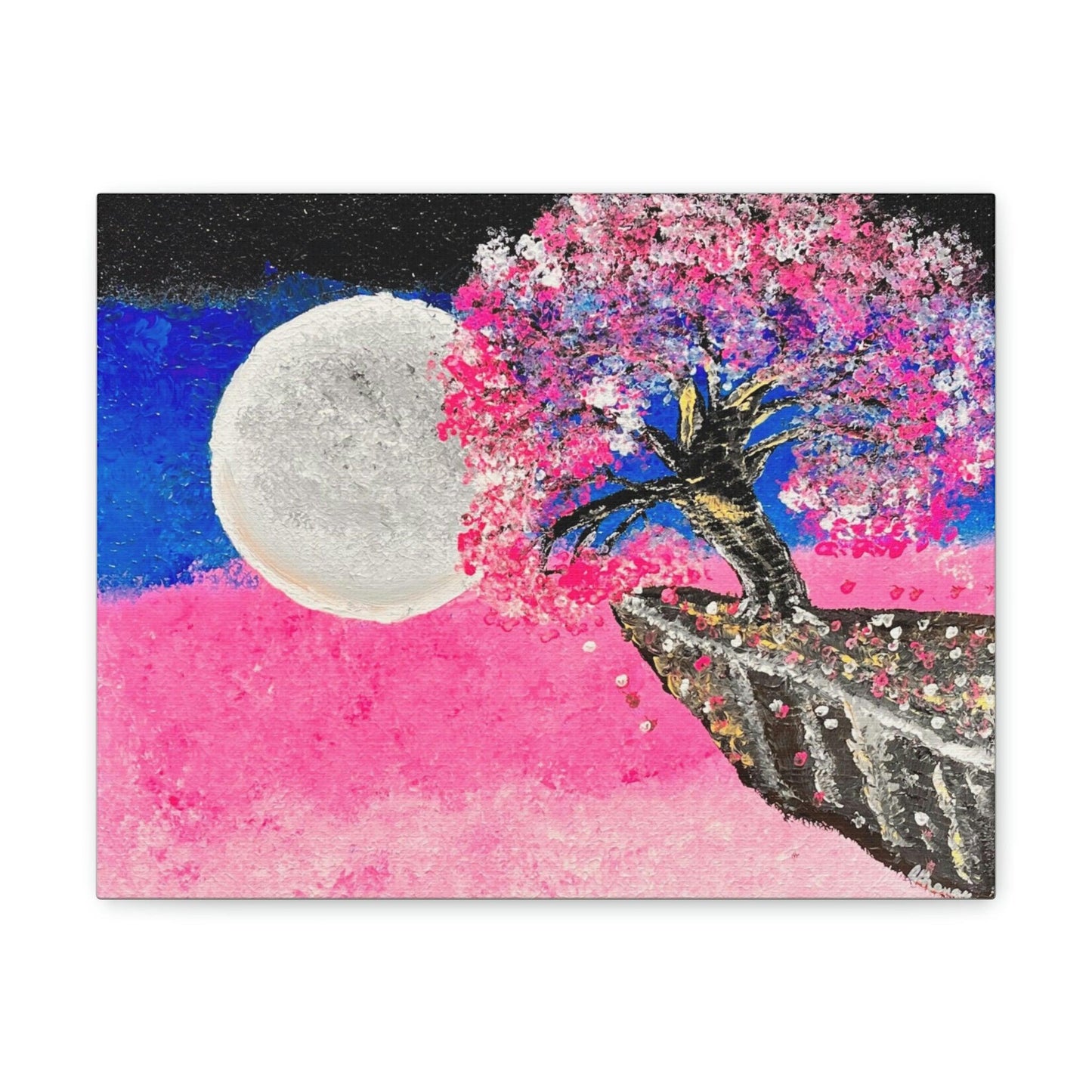 Talking to the Moon - Professional Art Print of Original Acrylic Waterfall Painting by Athanay Edward