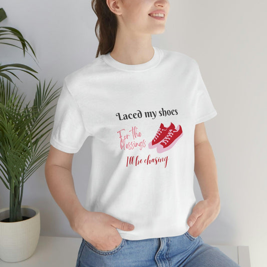 Laced Shoe Print Tee: Trendy Fashion Short Sleeve Women's T-Shirt for Trendy - 1012Expressions